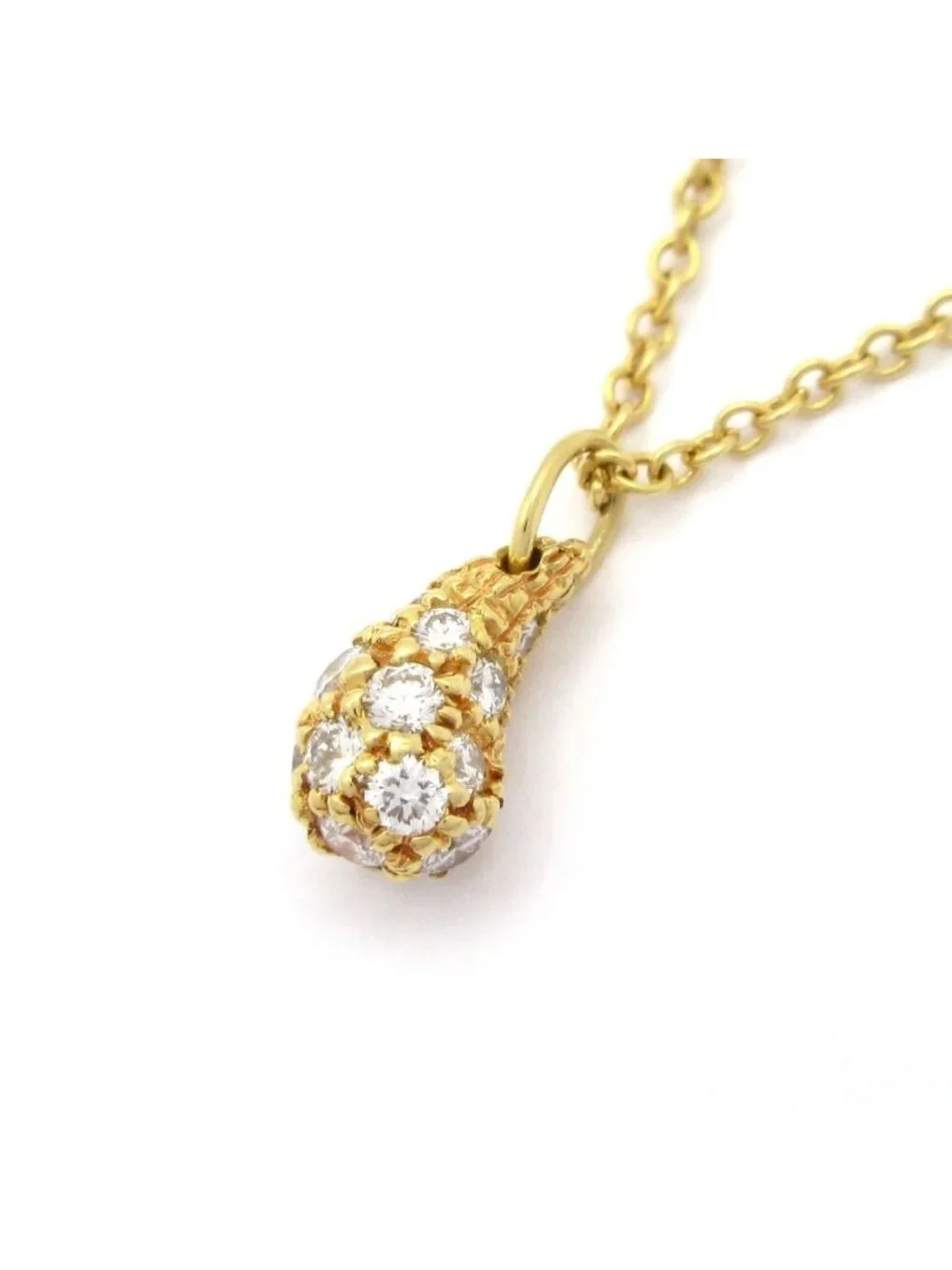 Tiffany & Co Necklace Teardrop 18k Yellow Gold Diamond Pave